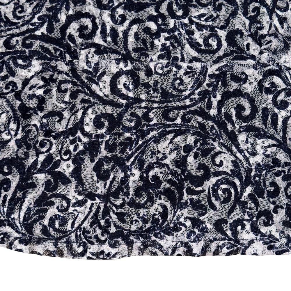 Rafaella Peplum Blouse Women's Size XL Black White Lace Sheer Sleeve L/S - Picture 3 of 8